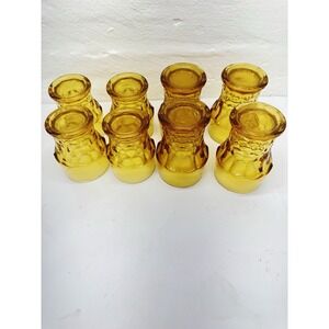 8 Vintage Viking Glass Amber Georgian Honeycomb Glasses Heavyweight 4 Of Ea Size